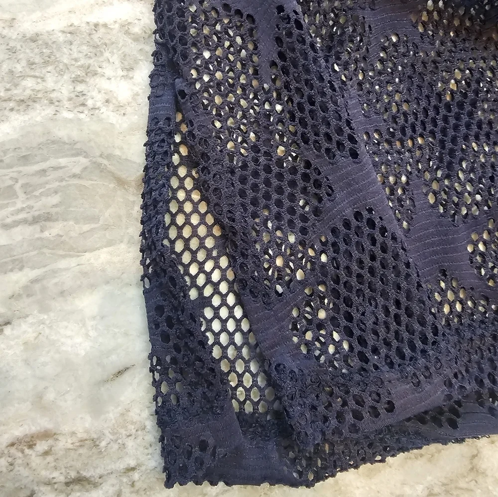 NWT! APT. 9 Swim Coverup, Navy Blue Stars, Sheer Mesh, Short Sleeve 2x - Picture 9 of 11